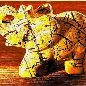 Hand carved one of a kind Dentritic Jasper elephant statue