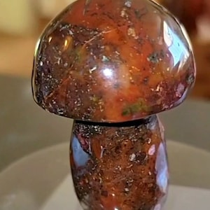 Hand carved ocean jasper mushroom