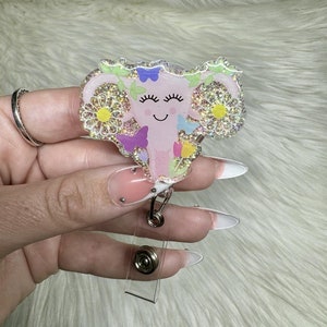 Floral OBGYN Badge Reel, Flower Uterus Badge Reel, Lanyard,Uterus Badge Reel, Pediatric Badge Reel, Labor and Delivery Badge Reel
