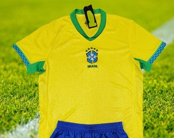 Soccer Brazil Home Kid/Youth Soccer Set- Uniforme para niño Seleccion de Brazil local (Personalizado)
