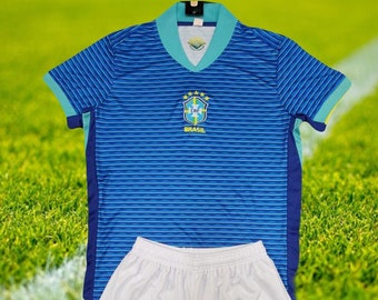 Soccer Brazil Away Kid/Youth Soccer Set- Uniforme para niño Seleccion de Brazil local (Personalizado)