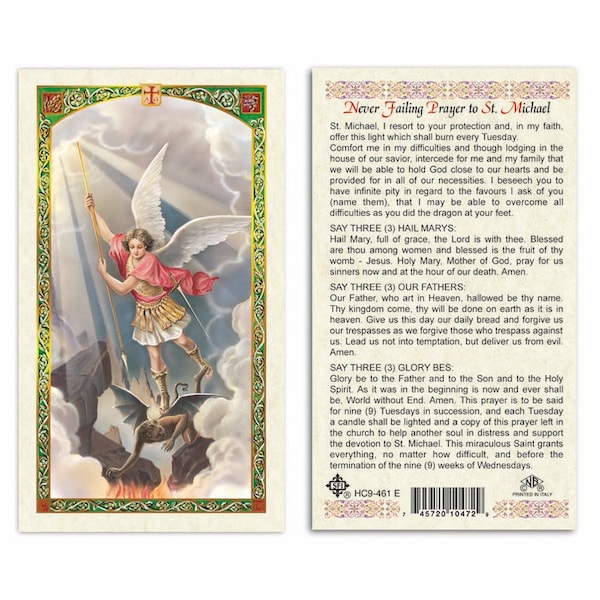 St Michael Archangel - Never Failing Prayer To | Prayer Card