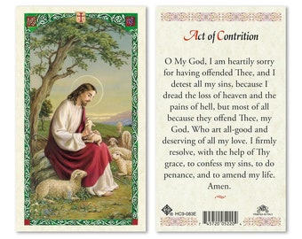 Jesus W/Sheep - Act of Contrition Prayer Card