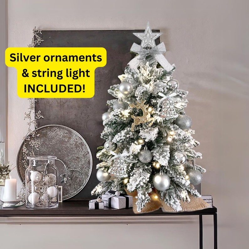 Mini Silver Christmas Tree Silver Star Topper Christmas Tree Etsy