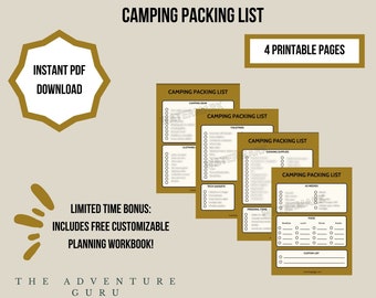Camping Trip Packing List Printable | Instant Download, Printable | Outdoors Camping | Camping Checklist | Outdoors