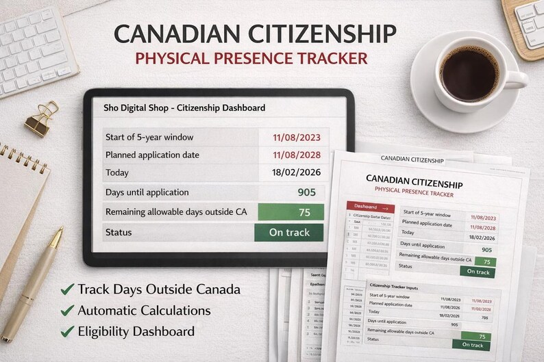 Canadian Citizenship Physical Presence Tracker (excel Spreadsheet) - Etsy