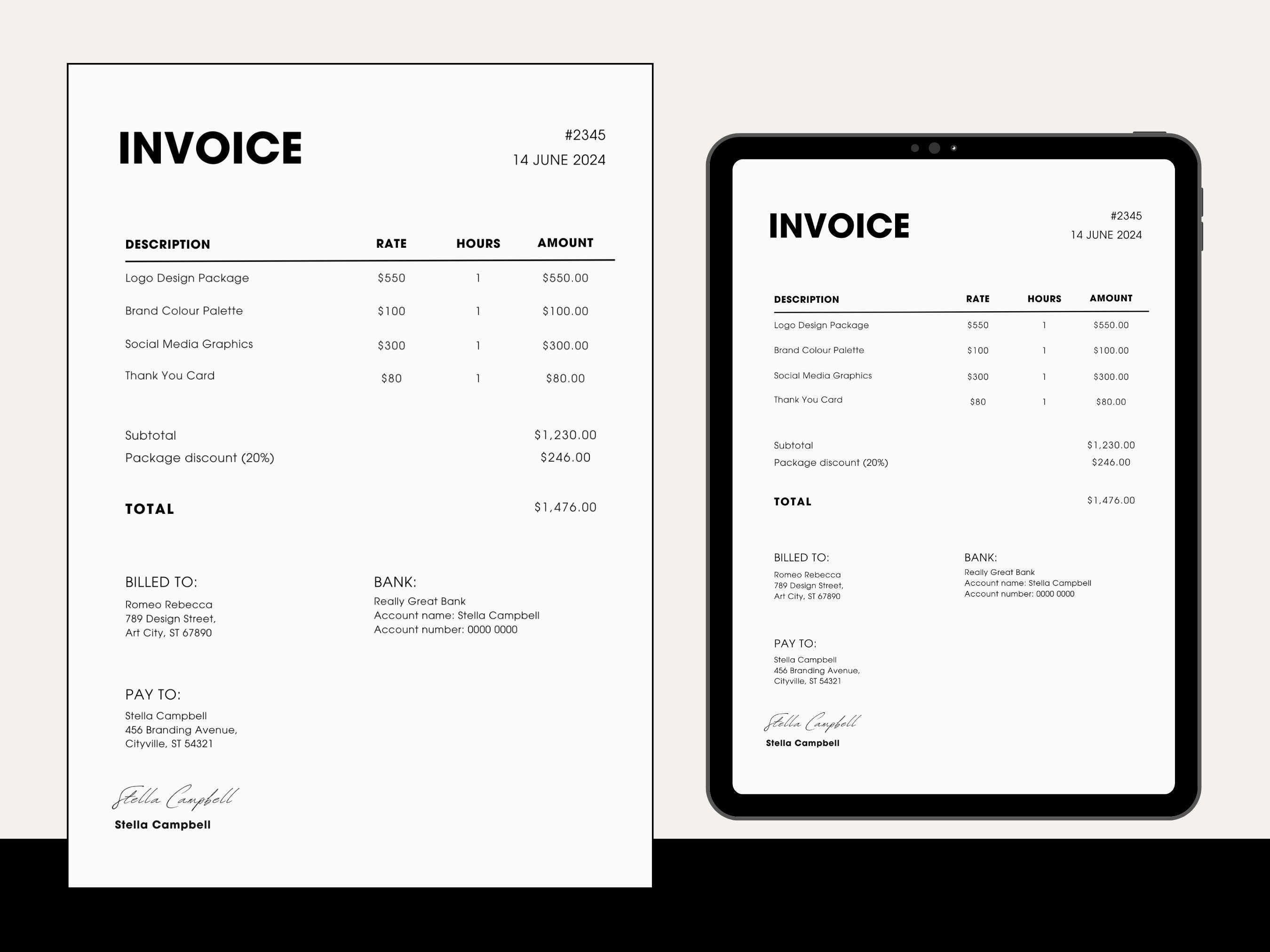 Freelance Invoice Form for Multiple Projects