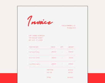 May include: Invoice for Romeo Rebecca for logo design, brand color palette, and social media graphics. The total cost is $1,676.00.