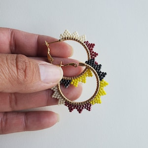 Medicine Wheel Beaded Hoop Earrings