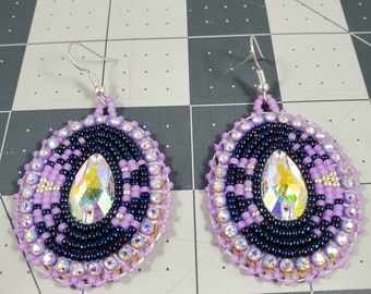 Purple Teardrop Beaded earrings