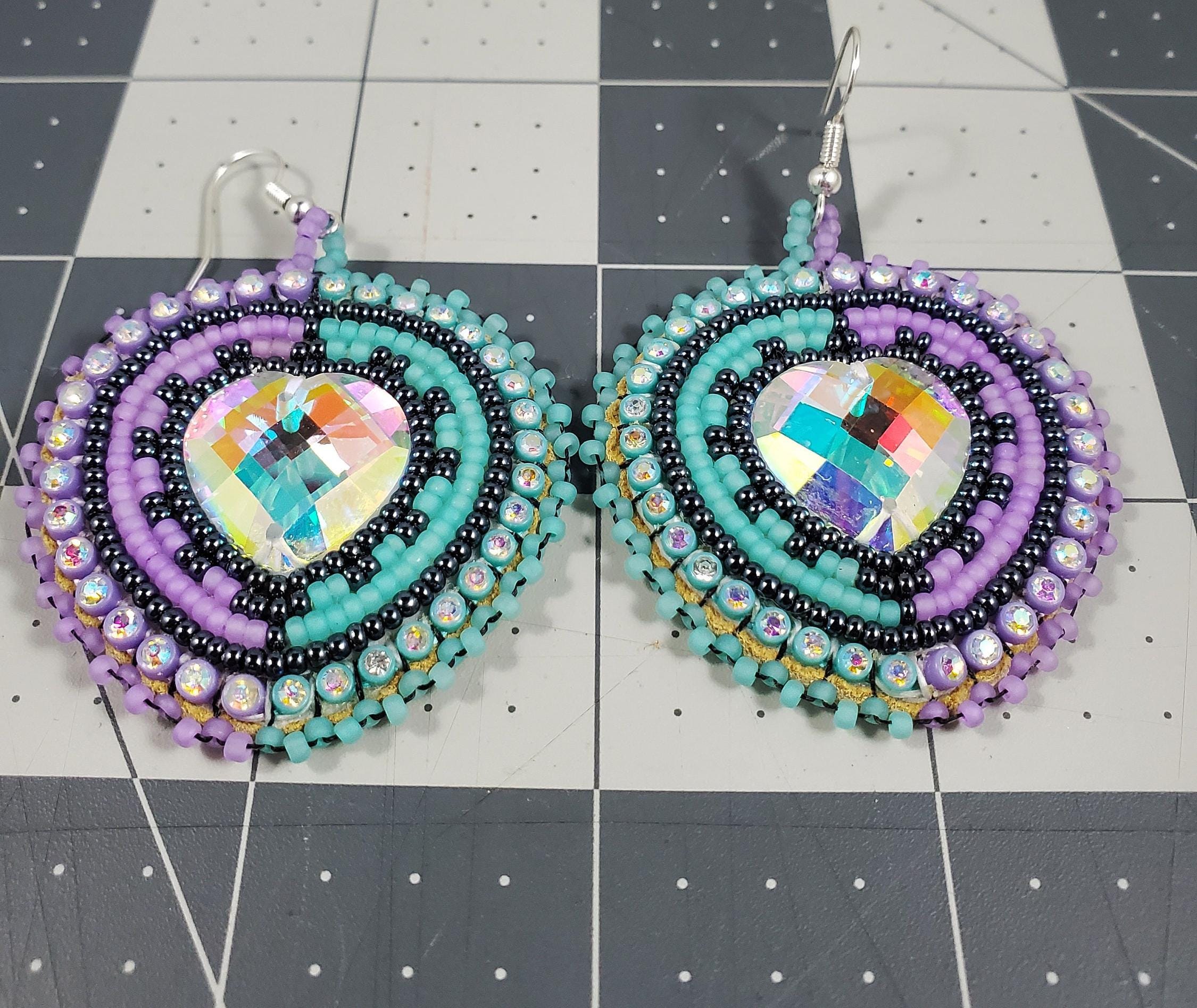Duo Beaded Heart Earrings - Etsy
