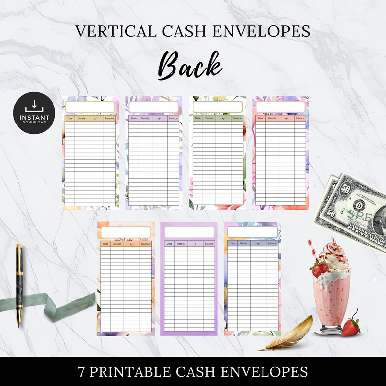Picture of Cash Envelopes Floral Watercolor, Budgeting, Money, Saving, Printable ...
