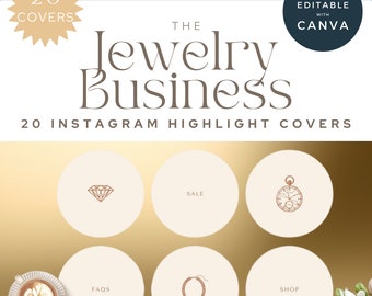 Instagram hoogtepunt covers voor sieradenzaken, sieradenzaken sociale mediasjablonen, Canva-sjablonen, sieraden Instagram-postsjablonen