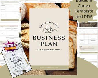 Business Plan for Small Bakeries, Bakery Business Plan,  Business Plan, Bakery Goods Business Plan, Canva Business Plan Template, Bakery