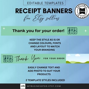 Etsy Receipt Banner Canva Templates, Etsy Receipt Banner, Etsy Order Receipt Banner, 760 x 100px, Etsy Shop Receipt, Etsy Store Receipt