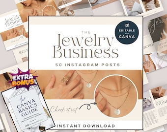 Instagram-berichtsjablonen Sieradenbedrijf, Sieraden Instagram-berichtsjabloon, Sieraden Social Media-berichten, Sieraden zakelijke sjablonen canva