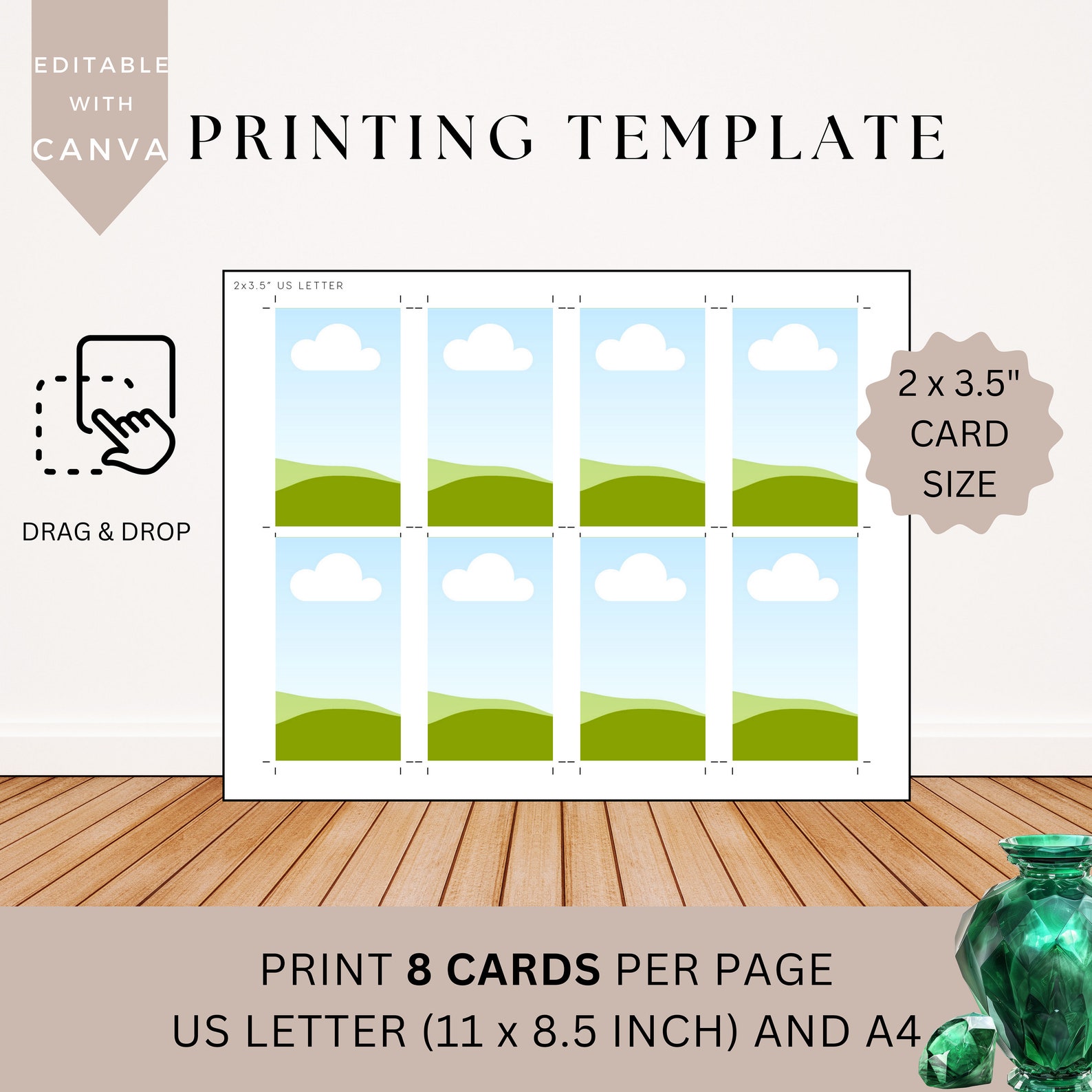 Printing Template 2 X 3.5 Inch Print and Cut Canva Multi Page Template ...