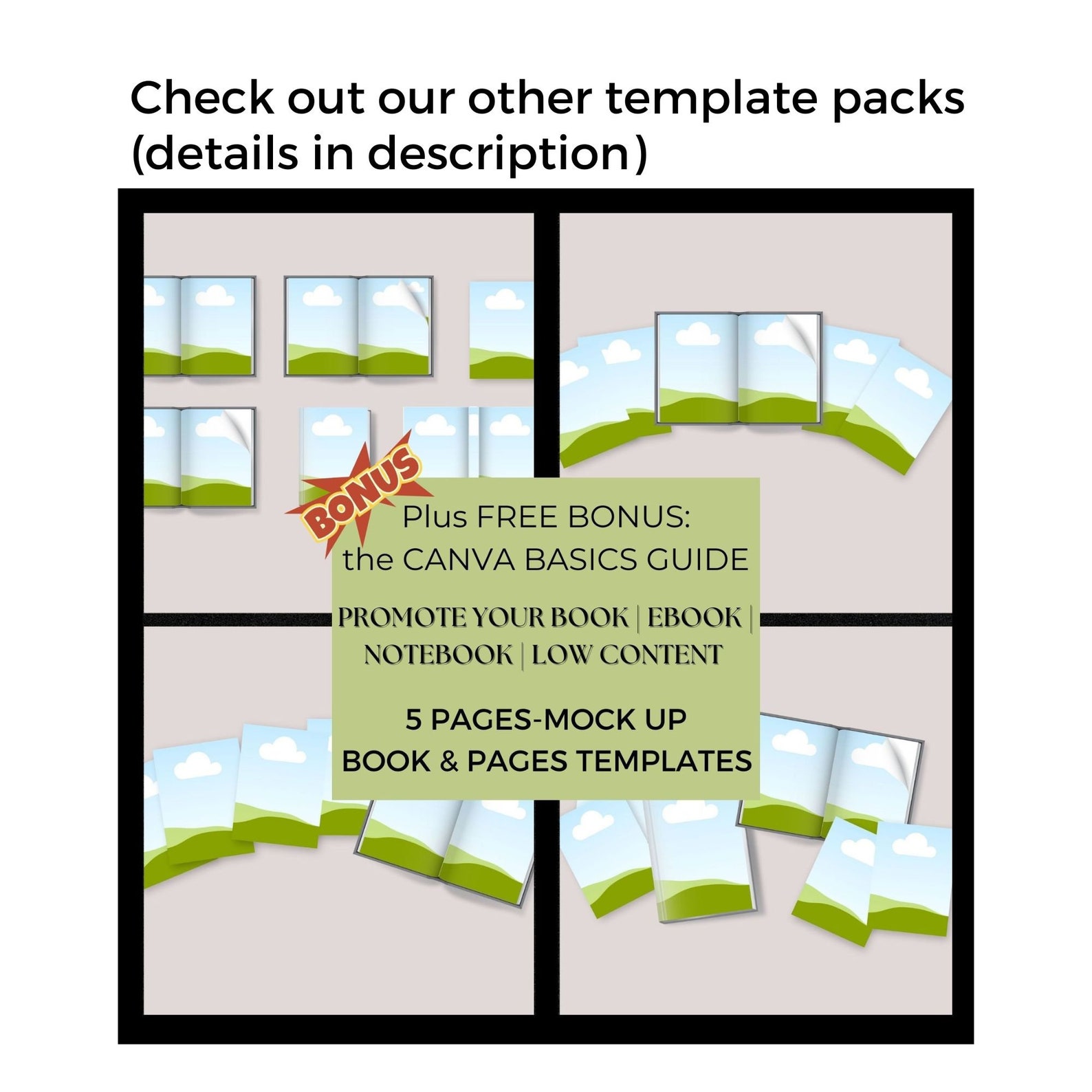 Book Template, Open Book Template, Canva Book and Open Book Template ...