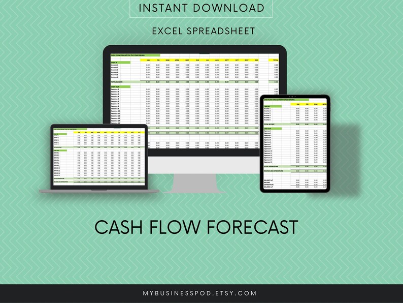 Cash Flow Forecast Excel Spreadsheet Template Money - Etsy