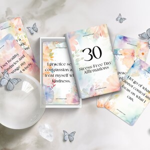 Afirmaciones del día libre de estrés Tarjetas para aliviar el estrés Destress Mentalidad positiva Autocuidado Herramientas motivacionales de atención plena Mazo de afirmaciones diarias