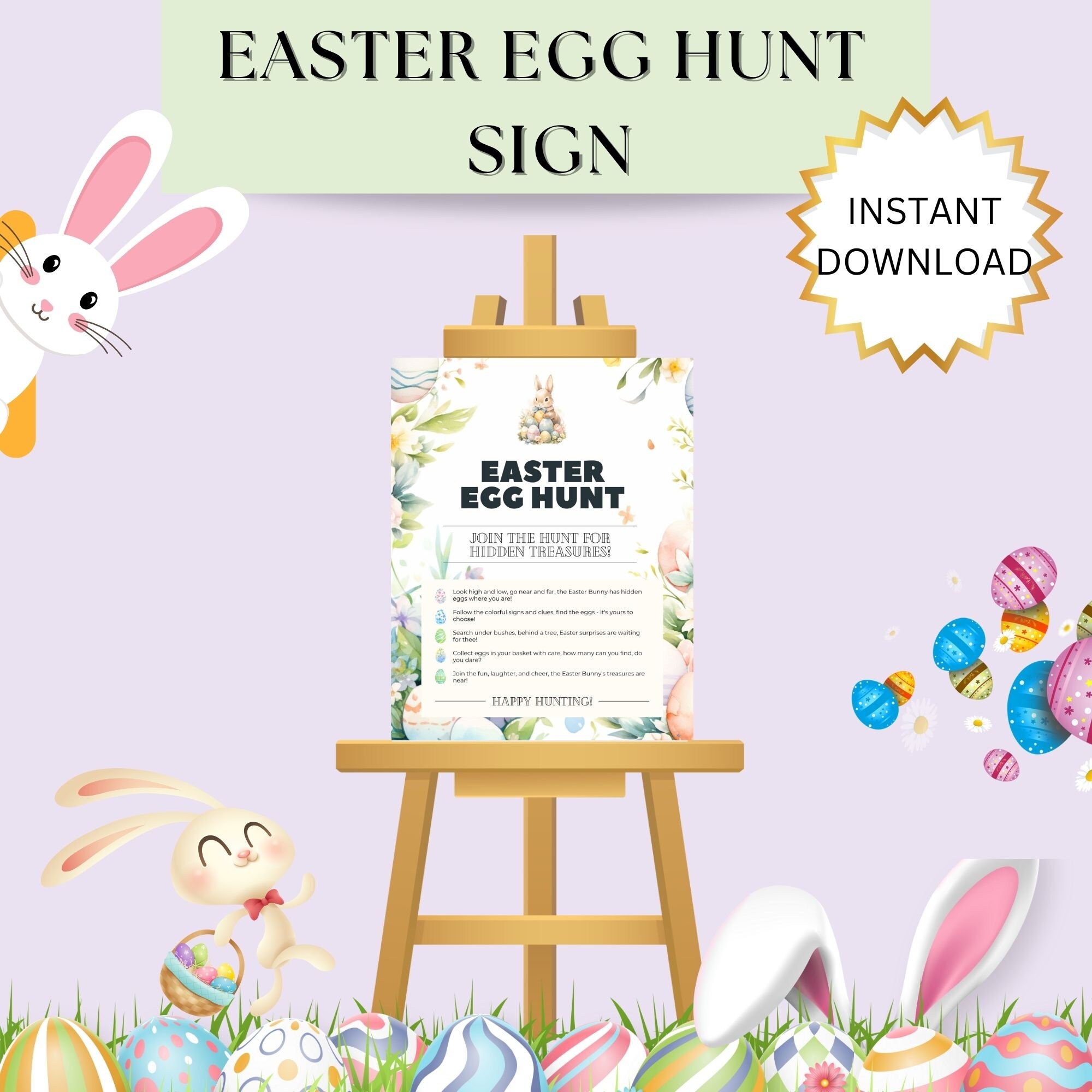 Easter Egg Hunt Sign, Easter Yard Sign, Printable Easter Sign, Easter ...