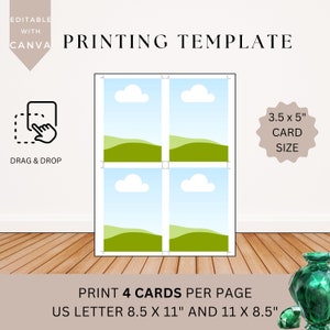 Modello di stampa 3,5 x 5 pollici Ritratto Stampa e taglia Canva Modello multi pagina 3,5 x 5" Layout di scheda vuota Cornice Affermazione Lettera di pietra miliare