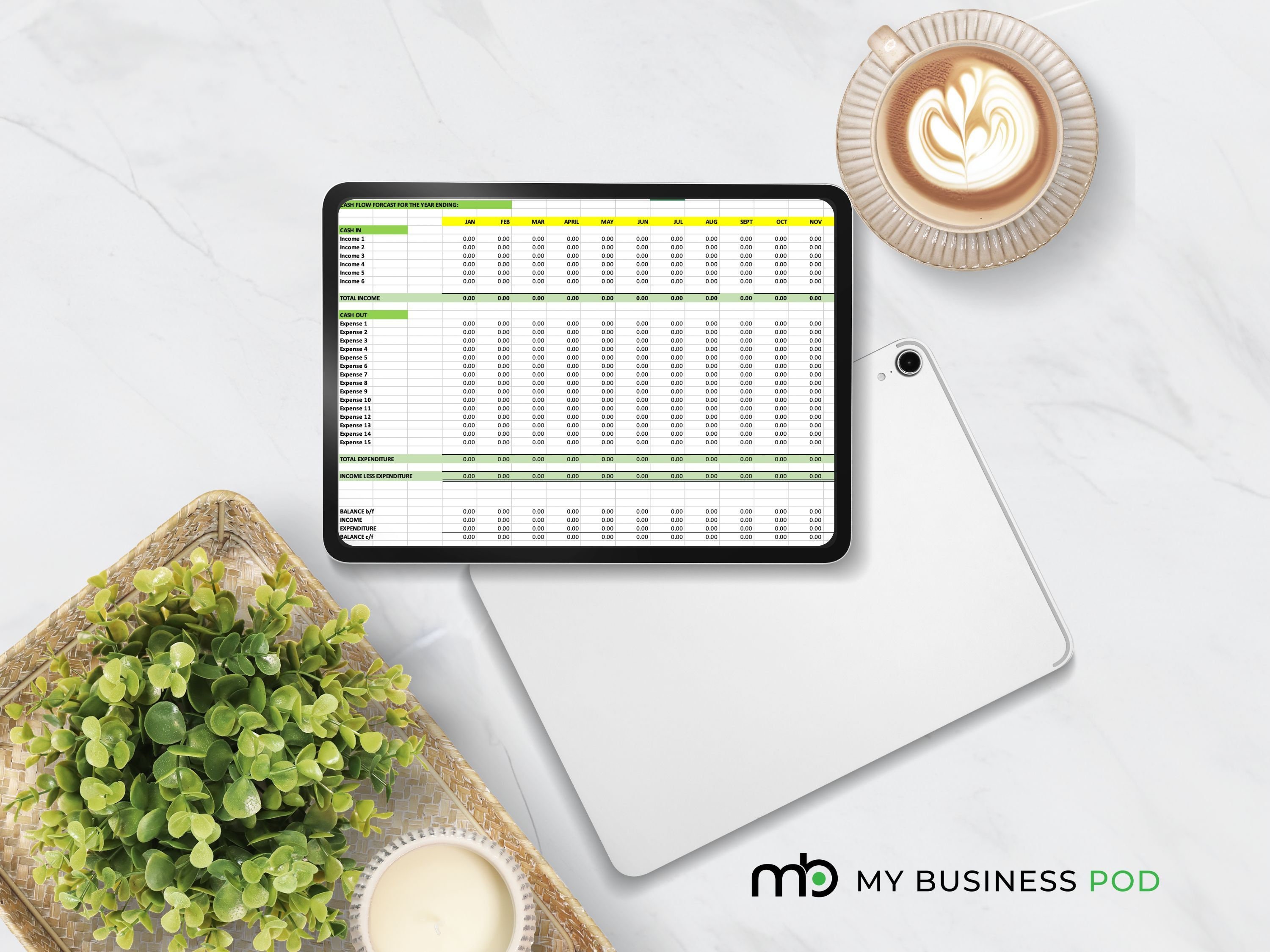 Cash Flow Forecast – Excel Spreadsheet Template, Money Tracker ...