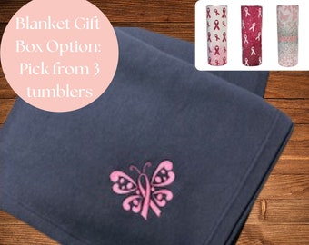 Personalized Chemo Blanket gift box,  Personalized chemo gift, Chemotherapy care package, Personalized Breast cancer blanket and tumbler