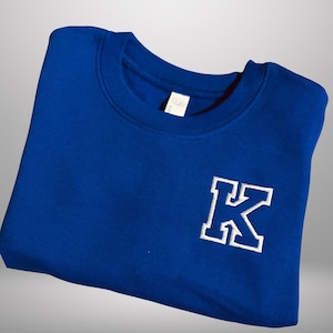Embroidered Toddler Varsity Letter Initial Sweatshirt Personalized monogram infant crewneck state Letter initial custom youth pullover gift