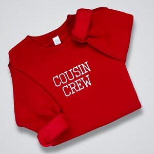 Custom Embroidered Matching Cousin Crew Sweatshirt for Family Vacation youth gender neutral cousin outfit new baby Christmas gift idea