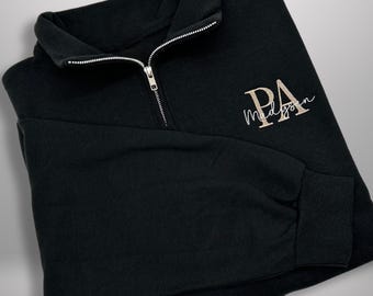 Custom embroidered Physician Assistant quarter zip with credential acronym and personalized name, PA student graduation gift, PA-C pullover