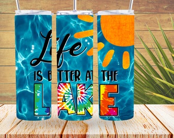 Life Is Better At The Lake tumbler for lake house cup for summer mug for best friend birthday gift box idea for bridesmaid gift for friend