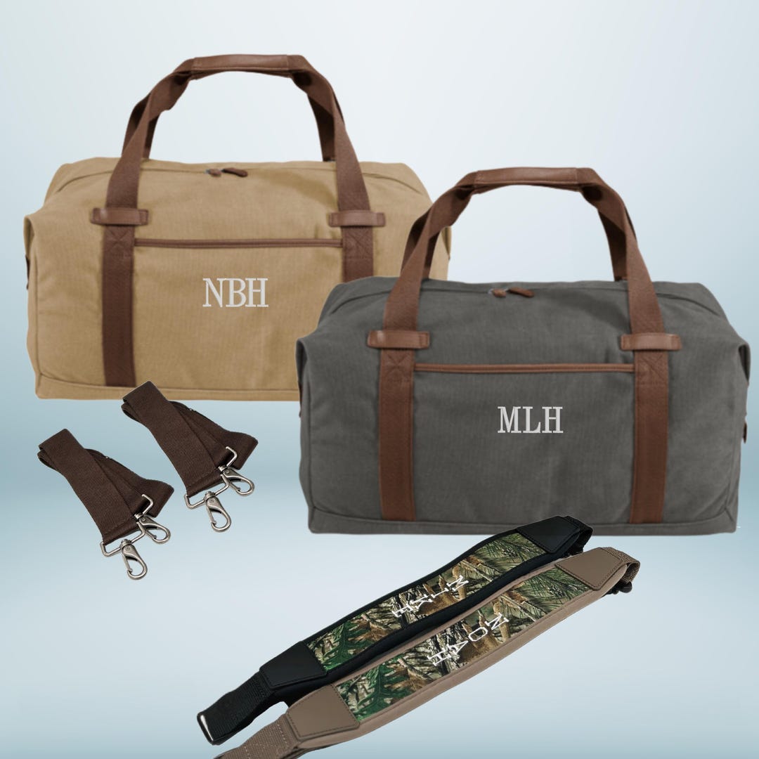 Personalized Weekender Bag Embroidered Best Man Bag Groomsmen Duffel Bag Monogrammed Camo Strap