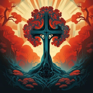 The Tree of the Cross, Jesus Christ,  Catholic, Abstract, Digital Download