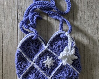Bolso cuadrado de la abuela hecho a mano en crochet. Bolso de hombro, bolso bandolera.