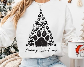 Retro Merry Woofmas Png, Trendy Christmas Dog Png, Christmas Animal Png, Leopard Dog Paw, Merry And Bright Png, Dog Mama Christmas Png