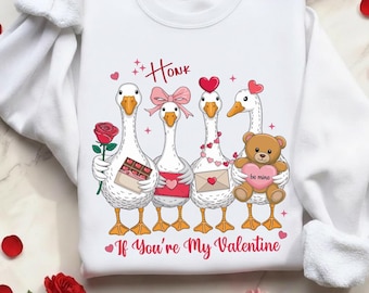 Silly goose Valentine PNG in pink coquette style—cute heart goose/duck, funny shirt design for tees, cards, and crafts