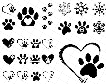 Dog Paw Print SVG: Heart Paw, Animal Cut Files (Digital Download)