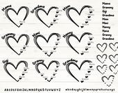 Custom Heart Grandkid Name Svg, Personalized Mama Cricut Design svg Bundle, Mother Mimi Clipart Silhouette, Png T-Shirt, Cut Plotter