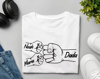 Personalized Fist Bump Dad & Kids Names SVG: Father's Day Digital Design