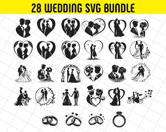 Bride and Groom SVG Bundle: Wedding Heart Cut Files (Digital Download)