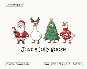 Jolly Goose Christmas PNG, Santa Goose Sublimation, Gingerbread Goose Clipart, Funny Holiday Animal Art, Festive Shirt Design PNG