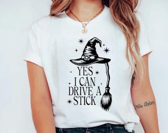 Yes I Can Drive A Stick SVG PNG: Funny Halloween Witch png | Mom Halloween svg Cut File | Spooky Season Cute DTF & Sublimation Print, dxf