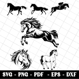 Lot de cheval Silhouette SVG : sticker étalon, autocollant (téléchargement numérique)