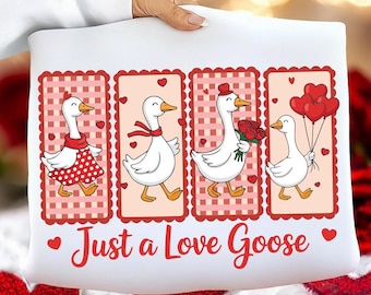 Cute Coquette Valentine Goose PNG, Valentine Goose Bookmark Set PNG, Adorable Love Goose & Duck Valentine PNG, Funny Valentine Png