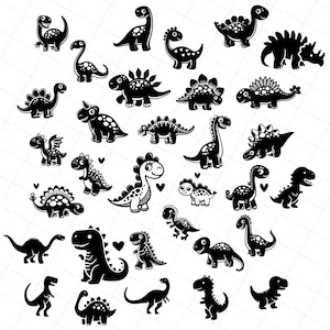 Pacote svg de dinossauro fofo, clipart de dinossauro, silhueta de dinossauro svg, dinossauro infantil svg, t-rex svg, dino svg, tudo em um svg, dinossauro png