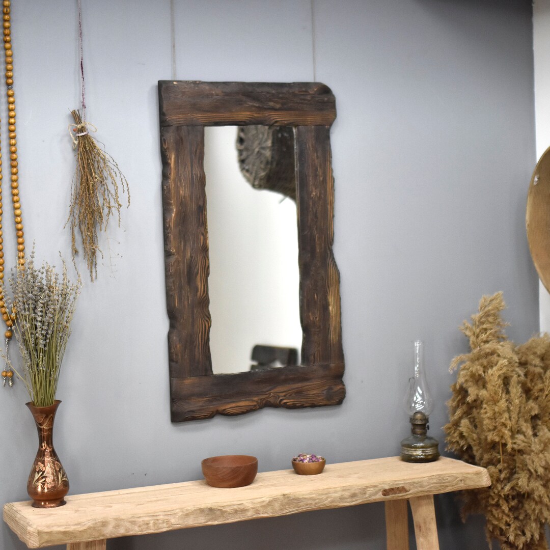 Rustic Mirror, Wooden Mirror, Natural Wood Mirror, Farmhouse Mirror