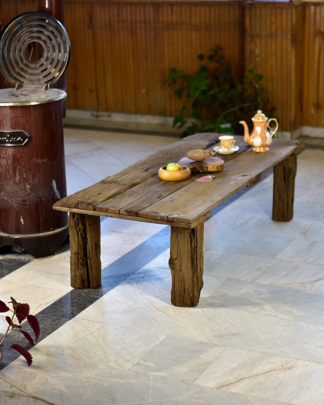 Rustic Coffee Table Handmade for Living Room Live Edge Side Table Wood