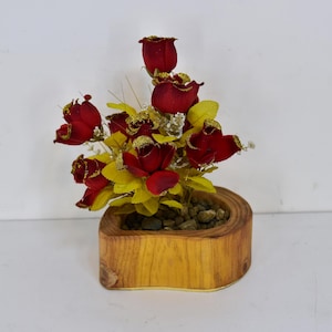 Blumenübertopf Holzvase • Trockenblumentopf für den Innenbereich Handgemacht Einzigartiges Holzvase Natürliches Dekoratives Wohndesign Einzigartiges Geschenk für Sie
