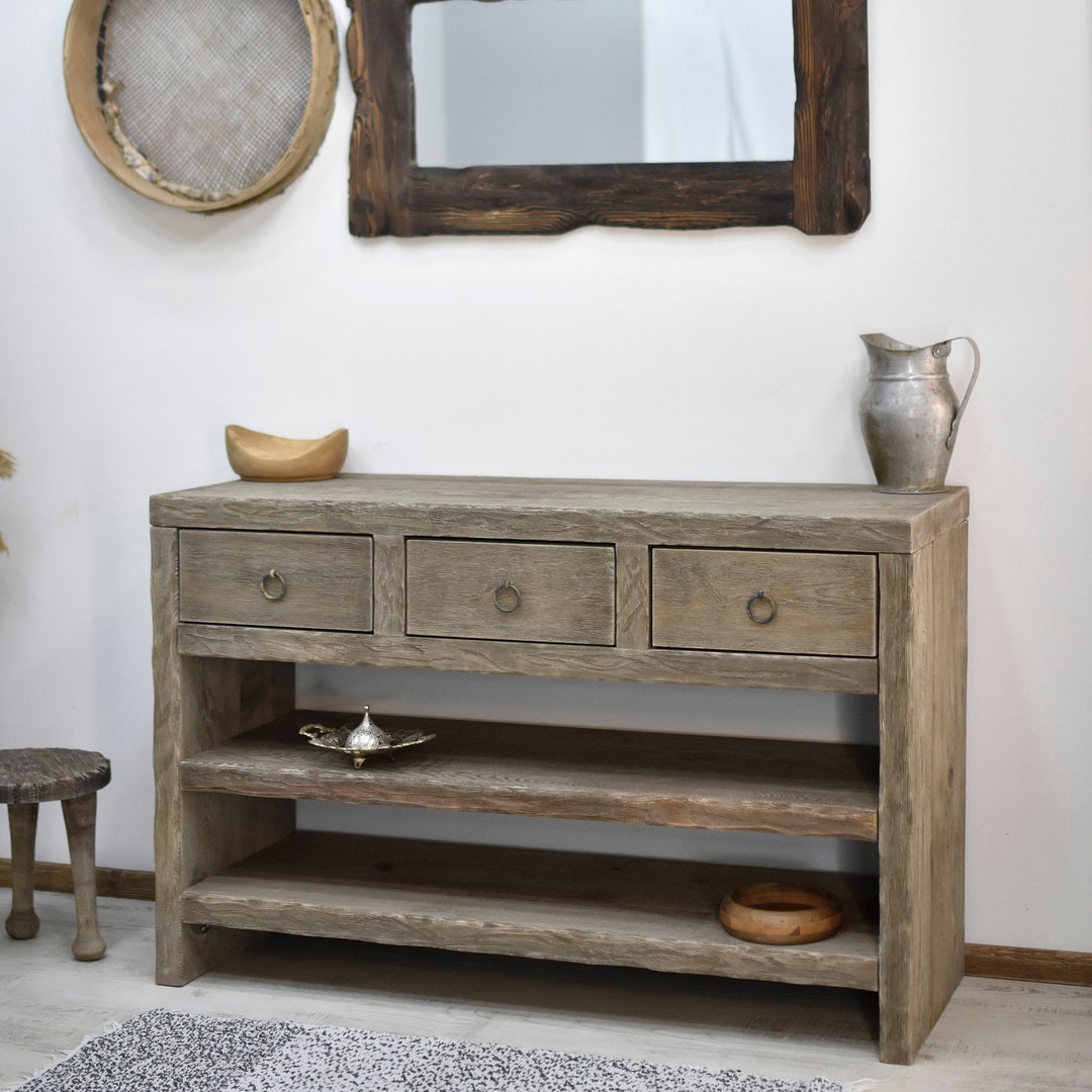 Handmade Rustic Wood Console Table, Entryway Live Edge Desk - Etsy UK